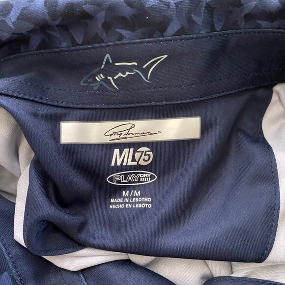 Greg Norman ML75 Play Dry Shark Print Polo Shirt Men's Medium New NWOT - Picture 7 of 9